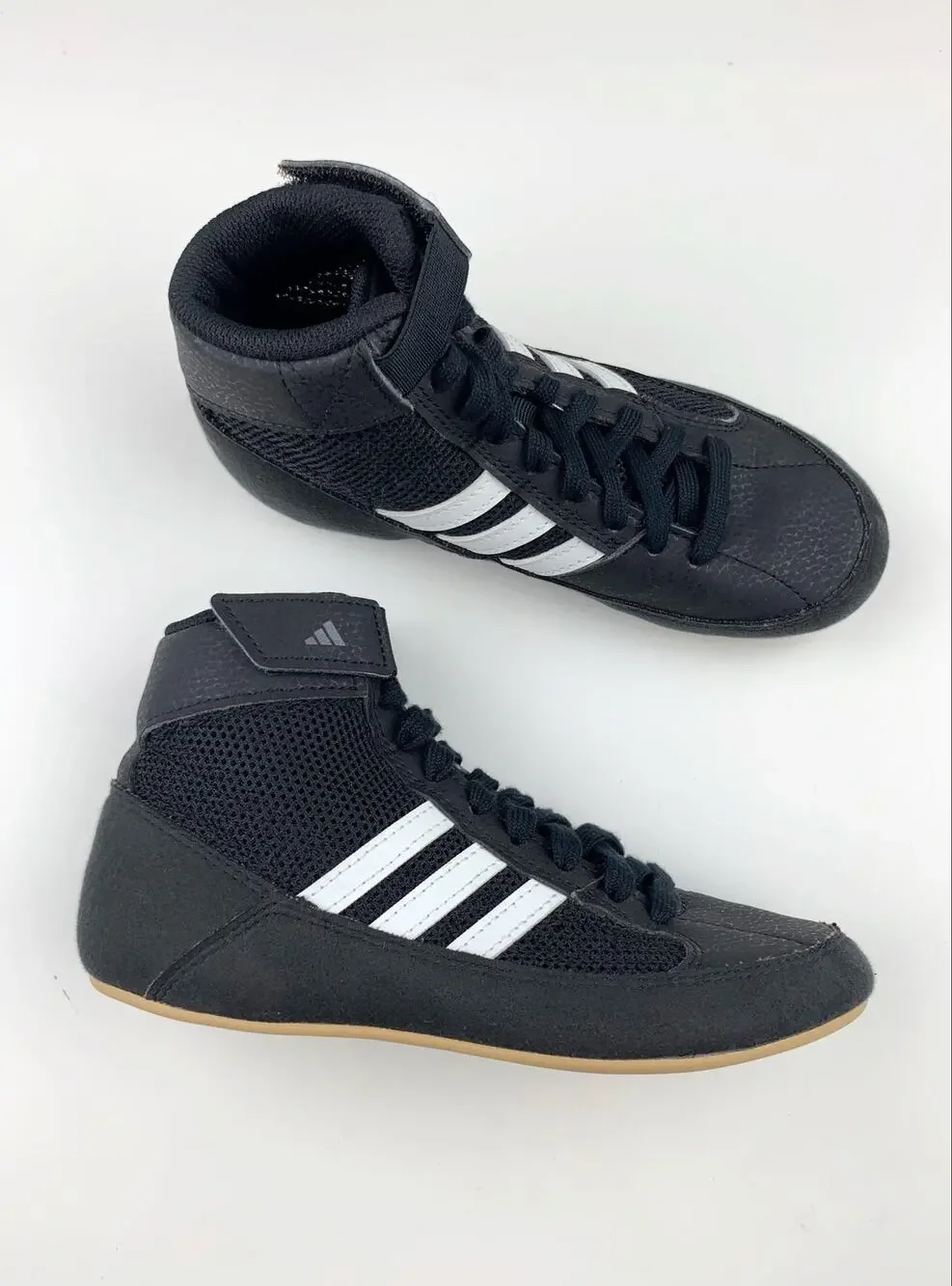 Adidas Youth HVC 2 Wrestling Shoes Black Lace Up Strap AQ3327 Boys Kids 1